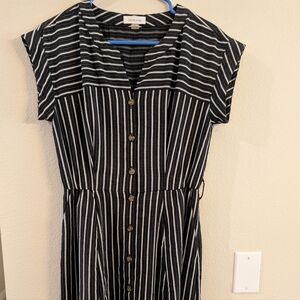 Calvin Klein Striped Maxi Dress in Black and White